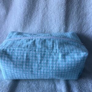 Blue plaid makeup bag